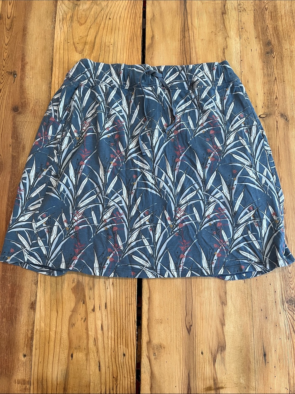 KUHL M Blue Tropical All-Over Print Modal Skirt Drawstring A-Line Skyla
